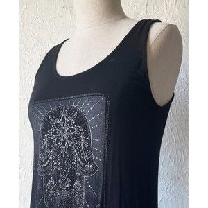 Gaiam Black Knit Yoga Mandala Tank Top Round Neck Keyhole Back - Women's XS